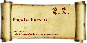 Magula Korvin névjegykártya